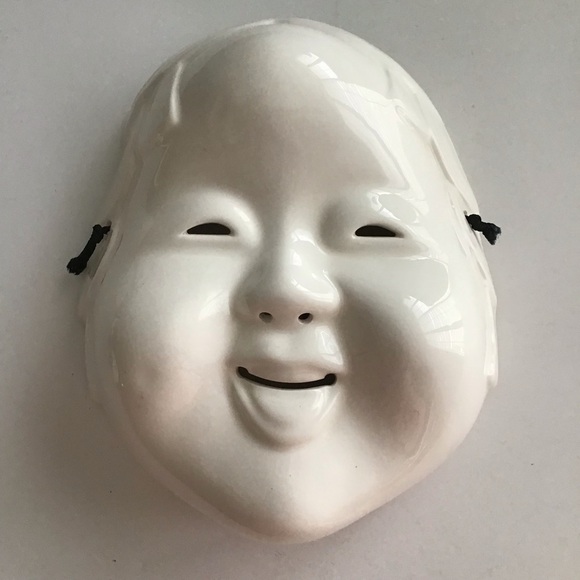 Pier One SET OF 3 White Ceramic Wall Art Masks Japanese Daikoku & Enosis Vintage - Picture 8 of 16